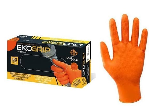 GUANTI NITRILE ARANCIO TG.L PZ.50